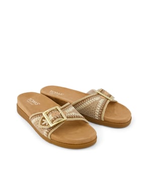 TOMS Marin Slide Textiel Dames Donker Beige Sandalen