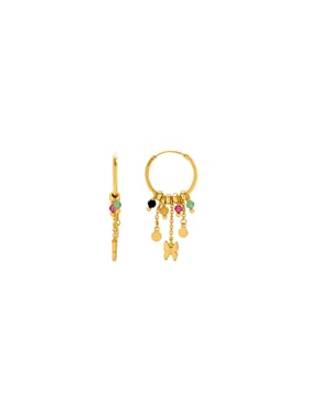 Luxenter Sterling Zilver 925 oorbellen met Multicolour Kristal afgewerkt in 18K geelgoud - Vlinder