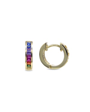 Luxenter Sterling zilveren 925 oorbellen met Multicolour Zirkonia afgewerkt in 18K geel goud - Tuhato