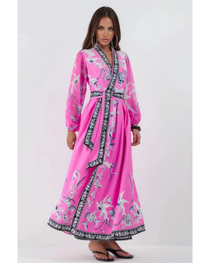 Bloemen V-hals Maxi Wikkeljurk met Ceintuur