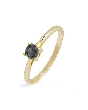 Luxenter Sterling zilveren 925 ring met Onyx Zirkonia afgewerkt in 18K geelgoud - Otieno