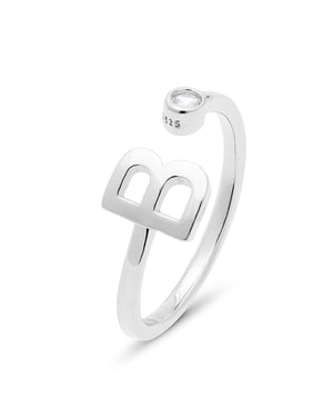 Luxenter 925 Sterling zilveren ring met gerhodineerde briljant zirkonia - Alfabet