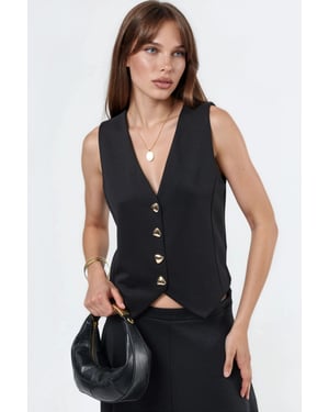 Effen V-hals Geknoopte Vest