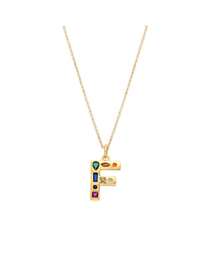 Luxenter Halsketting met Veelkleurige Zirkonia 18k goud afwerking - Alfabet