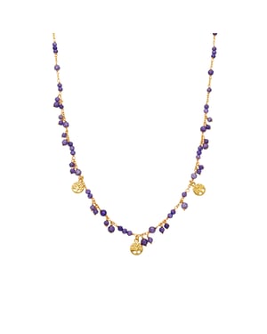 Luxeketting met 18k goudkleurig paars kristal - Totez