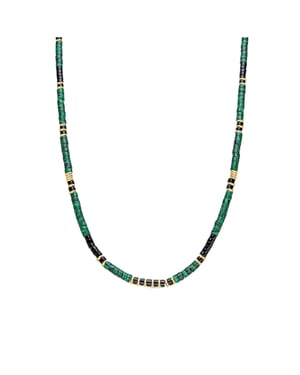 Luxent Sterling Zilver 925 en 18k goud afgewerkt Malachiet collier - Ilmina