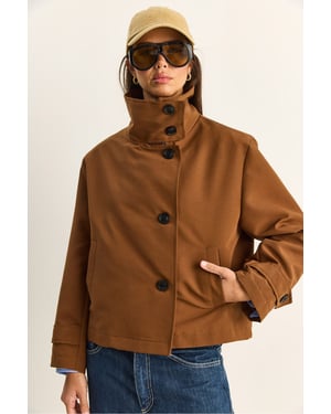 Korte Trenchcoat met Mandarijnkraag
