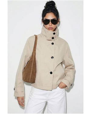 Korte trenchcoat met mandarin halslijn