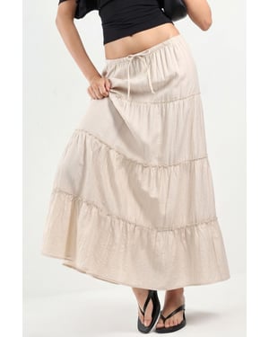 Hooggewaisted Textured A-Line Maxi Rok