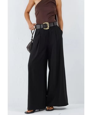 Hoge Taille Wijde Pantalon met Plooien