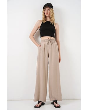 Hoge Taille Wijde Pantalon met Zak