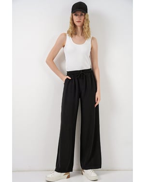 Hoge Taille Wijde Pantalon met Zak