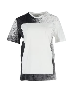 Balenciaga Splash-Effect Crewneck T-Shirt in Zwart en Wit Katoen