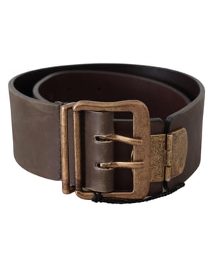 Ermanno Scervino Bruine Leren Brede Bronzen Gesp Tailleband