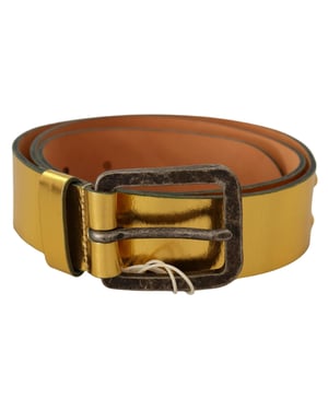 Metaal leren riem met gouden gesp