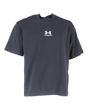 Balenciaga x Under Armour Logo-Gestikte T-Shirt in Zwart Katoen