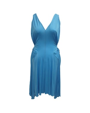 Boutique Moschino V-hals Taille-bind Midi-jurk in Blauw Acetaat