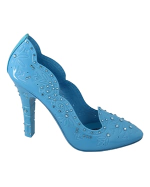 Dolce & Gabbana Blauwe Kristallen Bloem CINDERELLA Hakken Schoenen