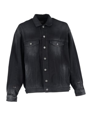 Balenciaga Gewassen Gedeconstrueerde Denimjack in Zwarte Katoen