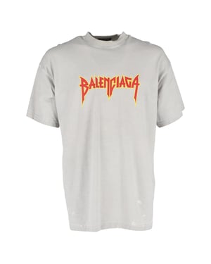 Balenciaga Metaal Vintage Overmaat T-Shirt in Grijze Katoen
