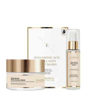 Huidherstellende Slakkenslijmcrème 50ml + Huidherstellend Slakkenslijmserum 60ml + Hyaluronzuur & Collageenmasker (3 Vellen)
