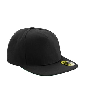 Beechfield Unisex Adult Original Flat Peak Snapback Cap (Zwart/Zwart)