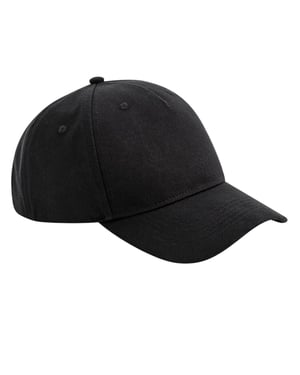 Beechfield EarthAware Classic 6 Panel Organic Cotton Sandwich Peak Baseball Cap (Zwart)
