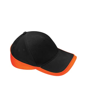 Beechfield Teamwear Wedstrijd Baseball Cap (Zwart/Oranje)