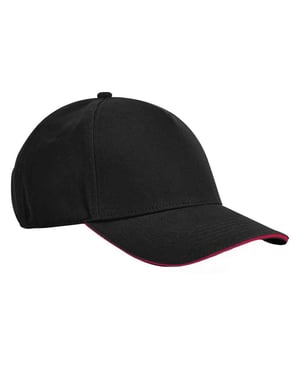 Beechfield EarthAware Klassieke Organic Cotton 5 Panel Baseball Cap (Zwart/Klassiek Rood)