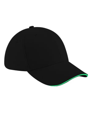Beechfield Volwassenen Unisex Athleisure Cotton Baseball Cap (Zwart/Lijkgroen)