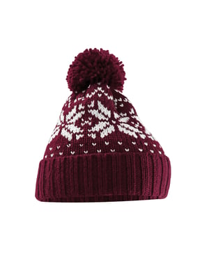 Beechfield Volwassen uniseks Snowstar Fair Isle muts (Bourgogne/Wit)