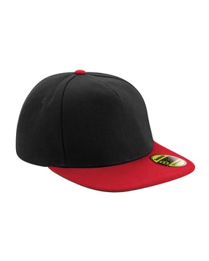 Beechfield Unisex Adult Original Flat Peak Snapback Cap (Zwart/Klassiek Rood)