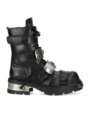 New Rock Metallic Zwarte Leren Gotische Punk Rock Hoge Laarzen - MET048-C9