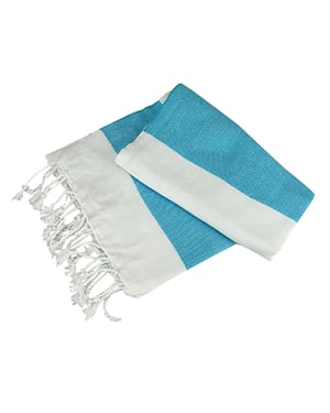 ARTG Hamamzz Hamam Antalya Gestreepte Handdoek (Wit/Aqua Blauw)