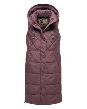 Marikoo lange gewatteerde damesbodywarmer met capuchon – Narikaa