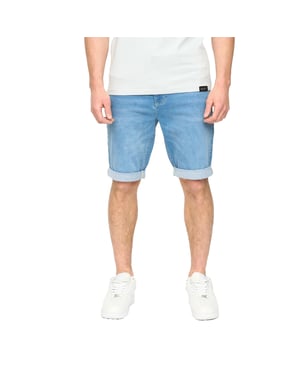 Crosshatch Heren Youlgreeve Denim Short met Ceintuur (Mid Wash)