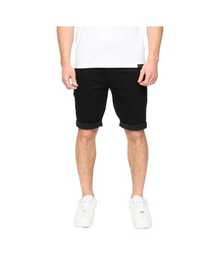 Crosshatch Heren Youlgreeve Denim Short met Riem (Zwart Gewassen)