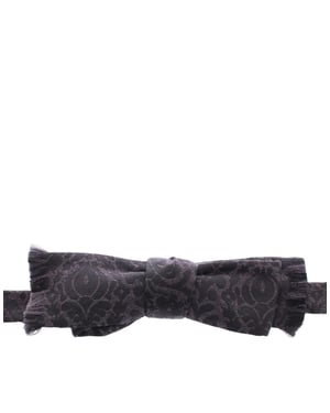 Dolce & Gabbana Grijs Zwart Wol Zijde Strikje