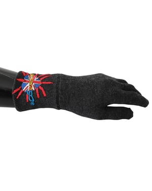 Dolce & Gabbana Gray #Dmen'sLondon Borduurde wollen herenhandschoenen