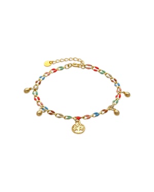 Luxenter Armband van 925 sterlingzilver en veelkleurig gelakt met 18-karaats geelgoud afwerking - Ximue
