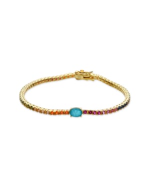Luxenter Armband van 925 sterling zilver en veelkleurige zirkonia met 18-karaats geelgoud afwerking - Genzol