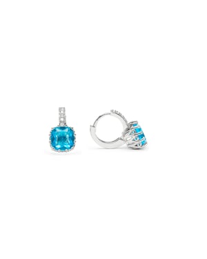 Luxenter Oorbellen met blauwe topaas zirkonia, zilveren afwerking - Rilhi
