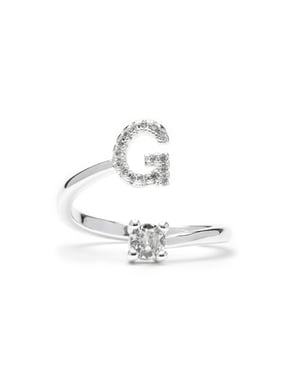 Luxenter Ring met glanzende zirkonia, zilveren afwerking - Alphabet