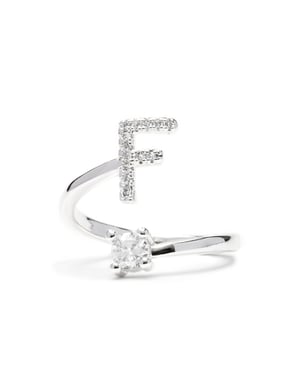 Luxenter Ring met glanzende zirkonia, zilveren afwerking - Alphabet