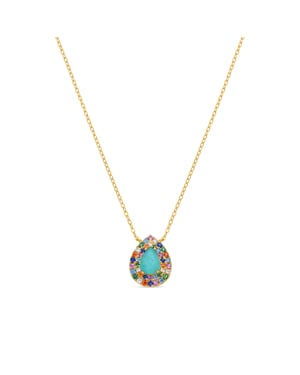 Luxenter Ketting van 925 sterling zilver en veelkleurige zirkonia met 18-karaats geelgoud afwerking - Egah