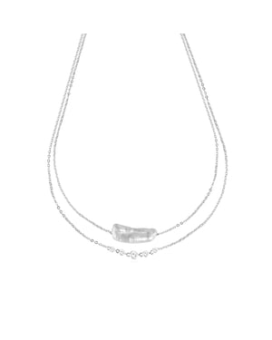Luxenter Ketting van 925 sterling zilver en witte parel met rhodiumafwerking - Danysda
