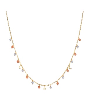 Luxenter 925 sterling zilveren ketting met grijs kristal afgewerkt met 18-karaats geelgoud - Sudla