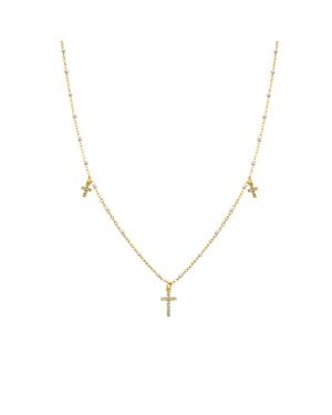 Luxenter Ketting van 925 sterling zilver met witte lak en 18-karaats geelgoud afwerking - Haja