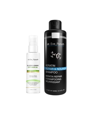 Keratine Herstel & Voeding Shampoo 300 ml + SLEEK & SHINE DROGE HAAROLIE 60ML