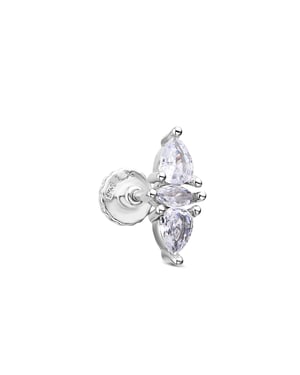 Luxenter Piercing van 925 sterling zilver met glanzende zirkonia en rhodiumafwerking - Alwen